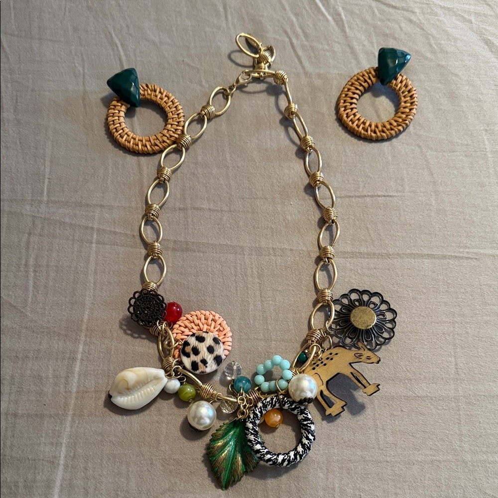 Bohemian Charm Necklace and Earring Set